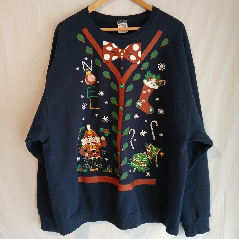 Vintage 80's Christmas‎ Crewneck 2XL Pullover Sweatshirt Holiday Ugly Festive